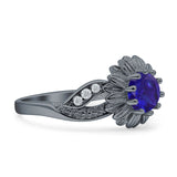 Sunflower Ring Infinity Twisted Round Cubic Zirconia 925 Sterling Silver