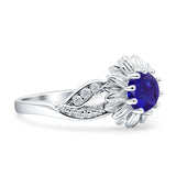 Sunflower Ring Infinity Twisted Round Cubic Zirconia 925 Sterling Silver