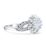 Sunflower Ring Infinity Twisted Round Cubic Zirconia 925 Sterling Silver