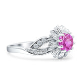 Sunflower Ring Infinity Twisted Round Cubic Zirconia 925 Sterling Silver