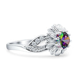 Sunflower Ring Infinity Twisted Round Cubic Zirconia 925 Sterling Silver