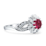 Sunflower Ring Infinity Twisted Round Cubic Zirconia 925 Sterling Silver