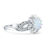 Sunflower Ring Infinity Twisted Round Cubic Zirconia 925 Sterling Silver