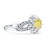 Sunflower Ring Infinity Twisted Round Cubic Zirconia 925 Sterling Silver
