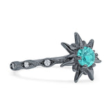Sun Ring Round Cubic Zirconia 925 Sterling Silver