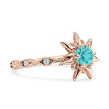 Sun Ring Round Cubic Zirconia 925 Sterling Silver