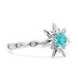 Sun Ring Round Cubic Zirconia 925 Sterling Silver