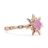 Sun Ring Round Cubic Zirconia 925 Sterling Silver