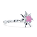 Sun Ring Round Cubic Zirconia 925 Sterling Silver