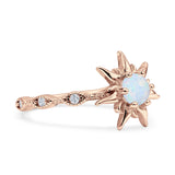 Sun Ring Round Cubic Zirconia 925 Sterling Silver
