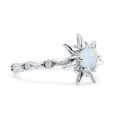 Sun Ring Round Cubic Zirconia 925 Sterling Silver