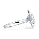 Flower Engagement Ring Cocktail Cubic Zirconia 925 Sterling Silver
