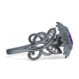 Sunflower Twisted Vine Leaf Engagement Ring Cubic Zirconia 925 Sterling Silver