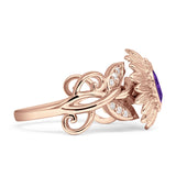 Sunflower Twisted Vine Leaf Engagement Ring Cubic Zirconia 925 Sterling Silver
