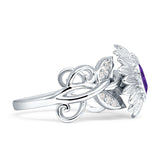 Sunflower Twisted Vine Leaf Engagement Ring Cubic Zirconia 925 Sterling Silver