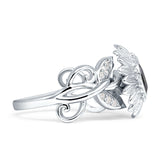 Sunflower Twisted Vine Leaf Engagement Ring Cubic Zirconia 925 Sterling Silver