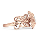 Sunflower Twisted Vine Leaf Engagement Ring Cubic Zirconia 925 Sterling Silver