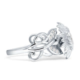 Sunflower Twisted Vine Leaf Engagement Ring Cubic Zirconia 925 Sterling Silver