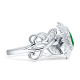 Sunflower Twisted Vine Leaf Engagement Ring Cubic Zirconia 925 Sterling Silver