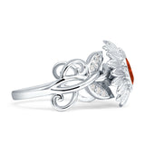 Sunflower Twisted Vine Leaf Engagement Ring Cubic Zirconia 925 Sterling Silver
