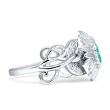 Sunflower Twisted Vine Leaf Engagement Ring Cubic Zirconia 925 Sterling Silver