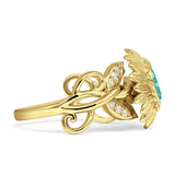 Sunflower Twisted Vine Leaf Engagement Ring Cubic Zirconia 925 Sterling Silver
