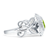 Sunflower Twisted Vine Leaf Engagement Ring Cubic Zirconia 925 Sterling Silver
