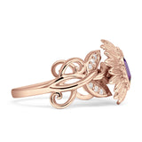 Sunflower Twisted Vine Leaf Engagement Ring Cubic Zirconia 925 Sterling Silver