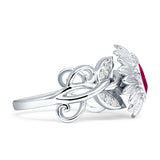 Sunflower Twisted Vine Leaf Engagement Ring Cubic Zirconia 925 Sterling Silver