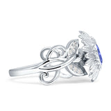 Sunflower Twisted Vine Leaf Engagement Ring Cubic Zirconia 925 Sterling Silver