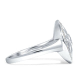 Floral Round Sunflower Compass Ring Halo Cubic Zirconia 925 Sterling Silver