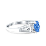 Oval Art Deco Wedding Engagement Ring Simulated Cubic Zirconia 925 Sterling Silver