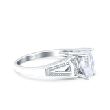 Oval Art Deco Wedding Engagement Ring Simulated Cubic Zirconia 925 Sterling Silver