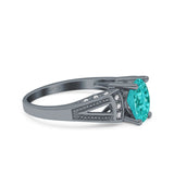 Oval Art Deco Wedding Engagement Ring Simulated Cubic Zirconia 925 Sterling Silver