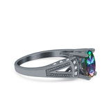 Oval Art Deco Wedding Engagement Ring Simulated Cubic Zirconia 925 Sterling Silver