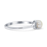 Art Deco Wedding Round Simulated White Pearl Engagement Ring 925 Sterling Silver