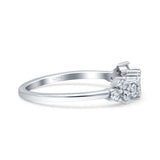 Half Eternity Star Three Stone Round Wedding Ring Simulated Cubic Zirconia 925 Sterling Silver