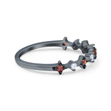Half Eternity Ring Wedding Engagement Band Round Simulated Garnet Cubic Zirconia 925 Sterling Silver (3.5mm)