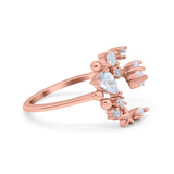 Moon & Star Ring Wedding Engagement Band Round Simulated Cubic Zirconia 925 Sterling Silver (14mm)