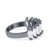 Half Eternity Marquise Ring Wedding Engagement Band Simulated Cubic Zirconia 925 Sterling Silver (7mm)