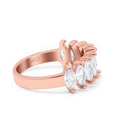 Half Eternity Marquise Ring Wedding Engagement Band Simulated Cubic Zirconia 925 Sterling Silver (7mm)