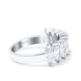 Half Eternity Marquise Ring Wedding Engagement Band Simulated Cubic Zirconia 925 Sterling Silver (7mm)