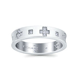 Eternity Ring Wedding Engagement Band Round Simulated Cubic Zirconia 925 Sterling Silver (4.5mm)