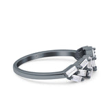 Half Eternity Ring Wedding Engagement Band Baguette Simulated Cubic Zirconia 925 Sterling Silver (6mm)