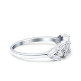 Half Eternity Ring Wedding Engagement Band Baguette Simulated Cubic Zirconia 925 Sterling Silver (6mm)