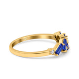 Half Eternity Baguette Ring Band Simulated Blue Sapphire CZ 925 Sterling Silver (5mm)