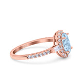 Halo Oval Art Deco Wedding Engagement Ring Simulated Cubic Zirconia 925 Sterling Silver