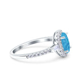 Halo Oval Art Deco Wedding Engagement Ring Simulated Cubic Zirconia 925 Sterling Silver