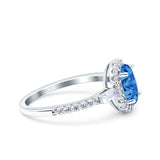 Halo Oval Art Deco Wedding Engagement Ring Simulated Cubic Zirconia 925 Sterling Silver