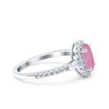 Halo Oval Art Deco Wedding Engagement Ring Simulated Cubic Zirconia 925 Sterling Silver